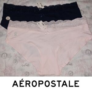 2 Pairs Lace Trimmed Hipster Underwear Cotton Aeropostale XL